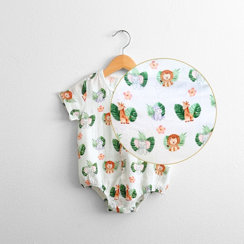 NWT Cute Short Sleeve Baby Onesies One-Piece Romper Unisex Safari Animal 3-6M